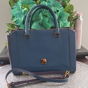 MCM Blue and Purple Satchel with Stap. EUC